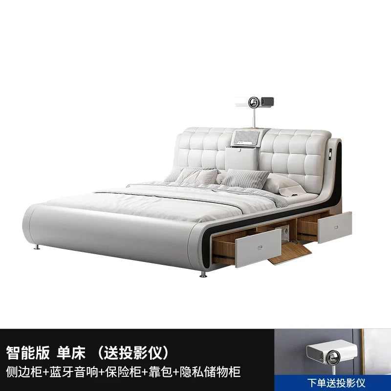 Modern Storage Double Bed Headboard Frame Cameras Twin Double Bed Luxury Wood Space Saving Cama De Casal Furniture For Bedroom