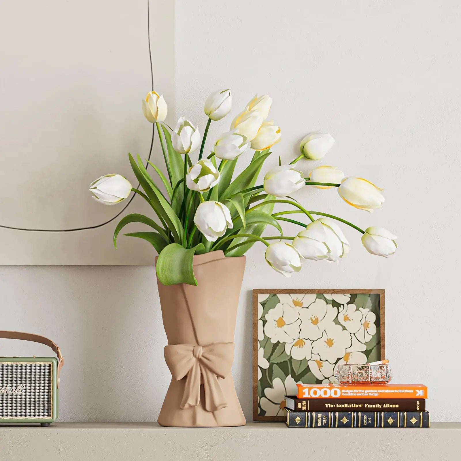 Bow Ceramic Vase Modern Flower Vase Home Decor Home Decoration Vases Boho Style Vases for Ideal Shelf Decor Table Living Room