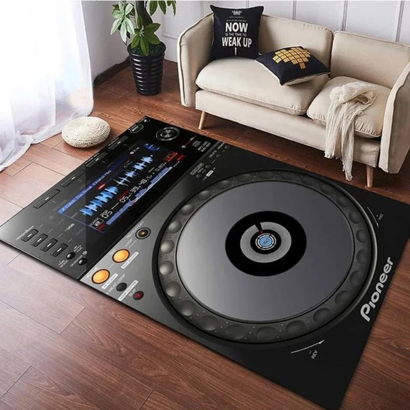 Living Room Bedroom Table Large Area Rug Kitchen Floor Mat Bathroom Non-Slip  Vinyl Disc Player
