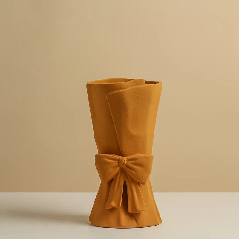 Bow Ceramic Vase Modern Flower Vase Home Decor Home Decoration Vases Boho Style Vases for Ideal Shelf Decor Table Living Room