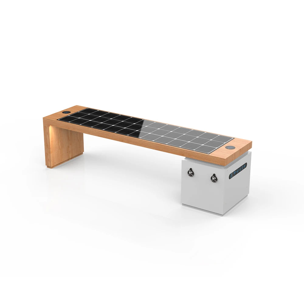 New Style Outdoor Metal Modern Patio Stainless Steel Solar Powered Bench Solar Smart Solar Benches