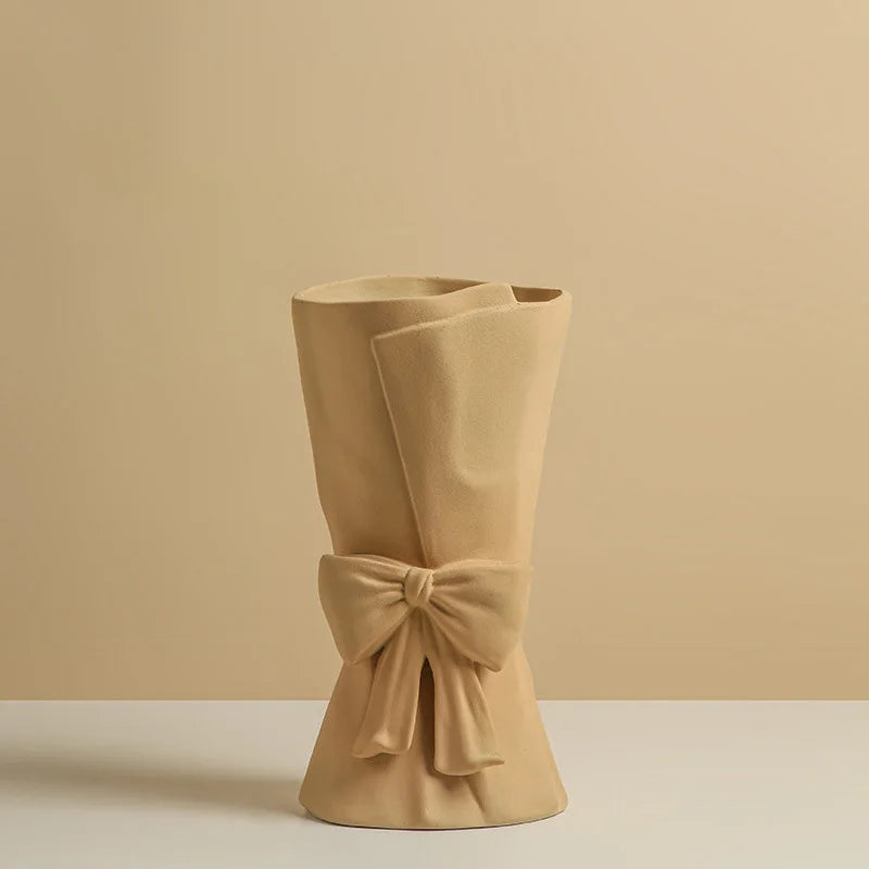 Bow Ceramic Vase Modern Flower Vase Home Decor Home Decoration Vases Boho Style Vases for Ideal Shelf Decor Table Living Room