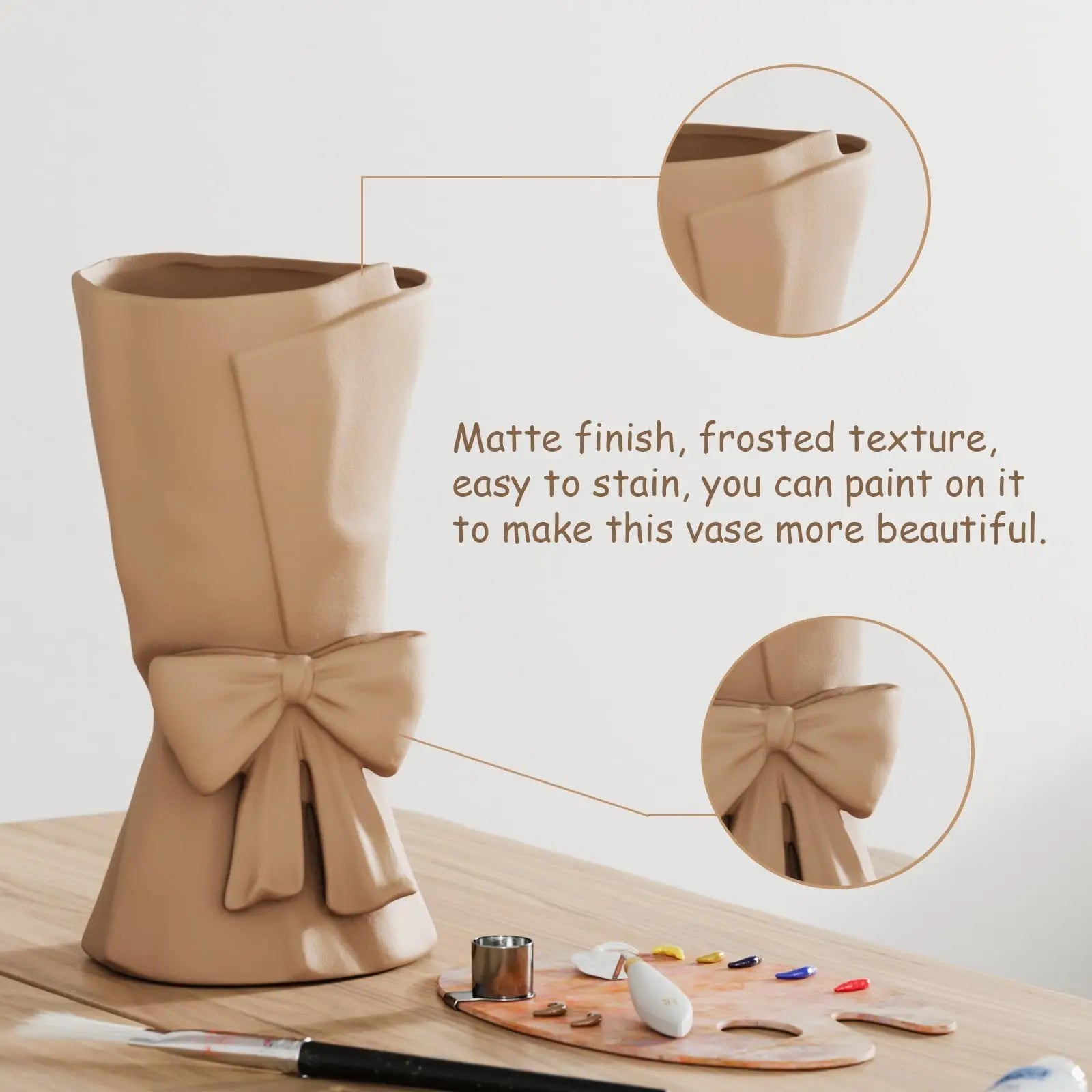 Bow Ceramic Vase Modern Flower Vase Home Decor Home Decoration Vases Boho Style Vases for Ideal Shelf Decor Table Living Room