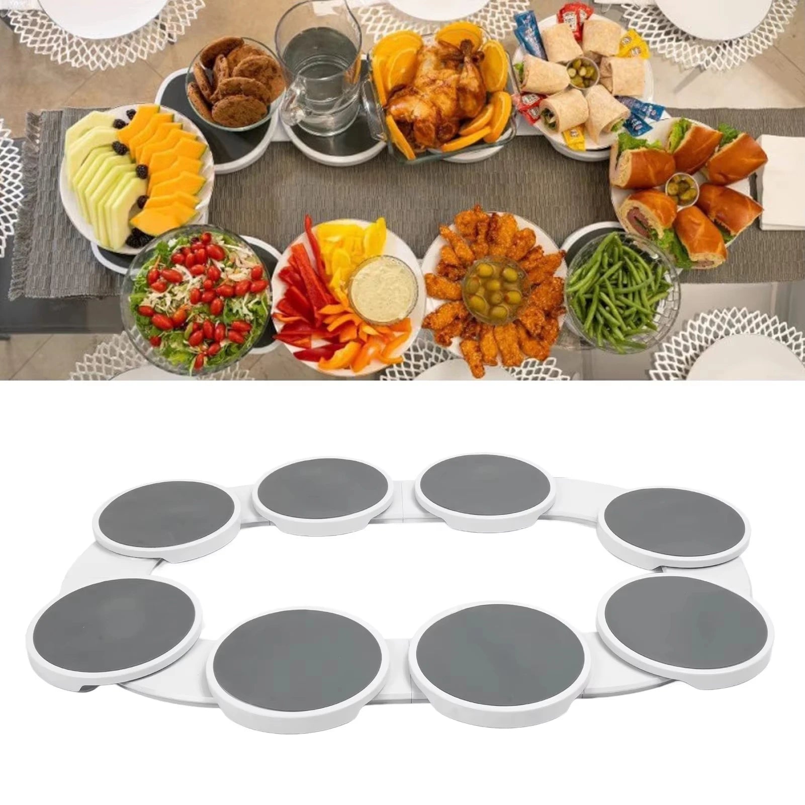 Dining Table Rotating Food Tray Hot Pot Ingredients Storage Plates Foldable Family Party Snack Pallet Housewear & Furnishings