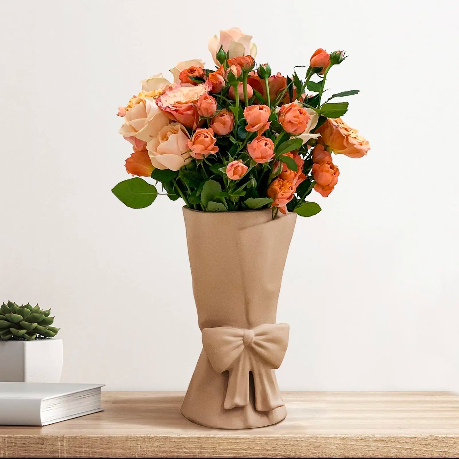 Bow Ceramic Vase Modern Flower Vase Home Decor Home Decoration Vases Boho Style Vases for Ideal Shelf Decor Table Living Room