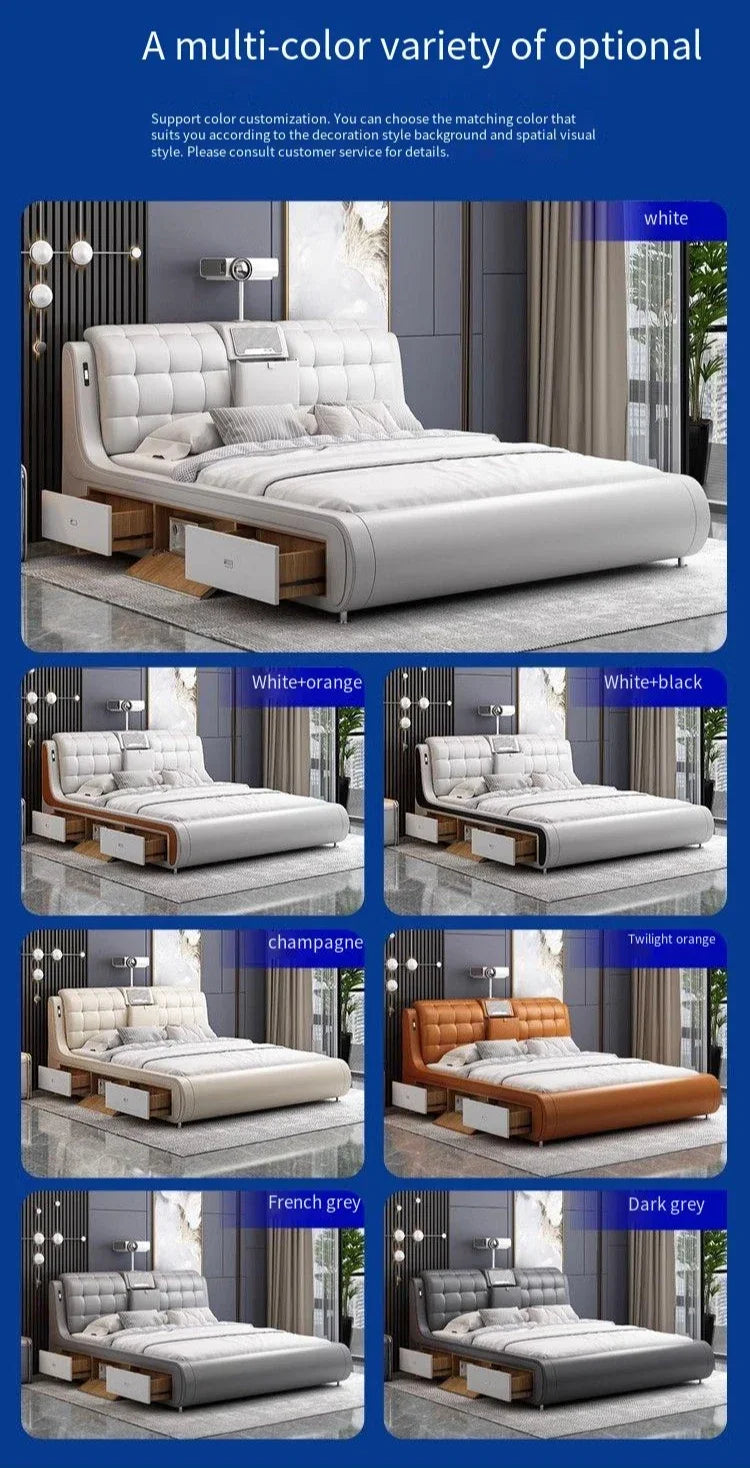 Modern Storage Double Bed Headboard Frame Cameras Twin Double Bed Luxury Wood Space Saving Cama De Casal Furniture For Bedroom